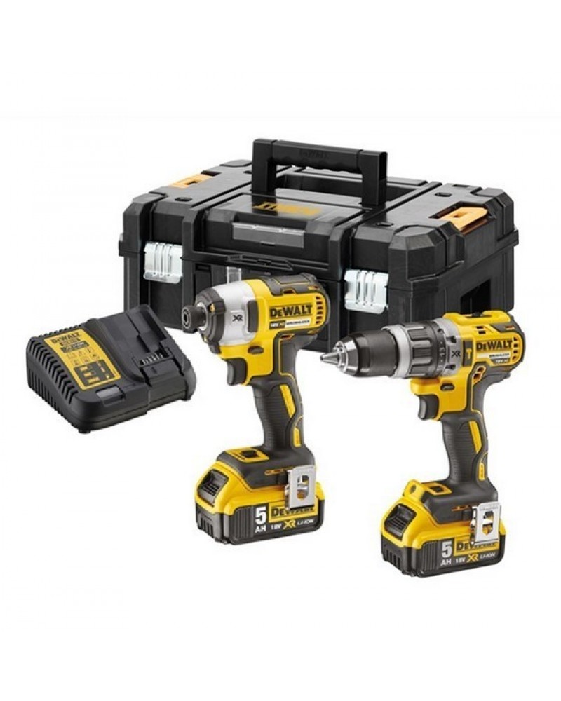 Dewalt DCK266P2 Combi Drill (DCD796) and Impact Driver (DCF887) XR 18V Brushless Kit ith 2 Batteries 5 Ah and charger