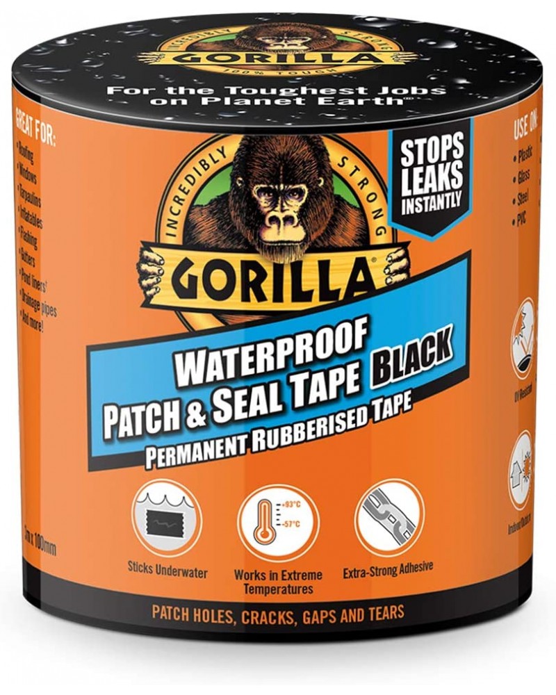 Gorilla Waterproof patch & seal tape 3mx100mm stick underwater patch holes cracks gaps and tears