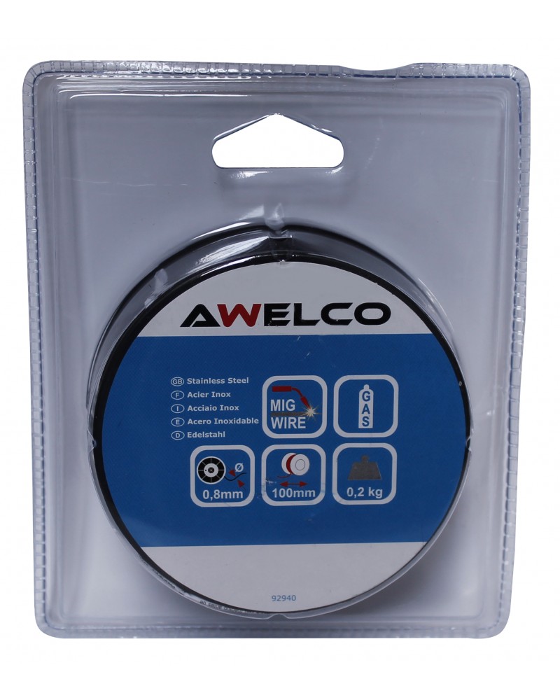 AWELCO WELDING WIRE STAINLESS STEEL INOX D0.8mm 100mm 200gr blister