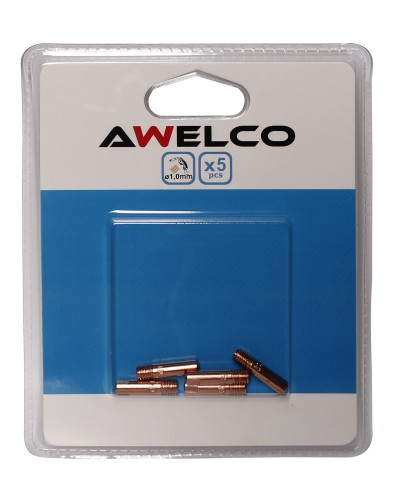 AWELCO contact tip miti co2 M6X25 1.0mm 5PCS
